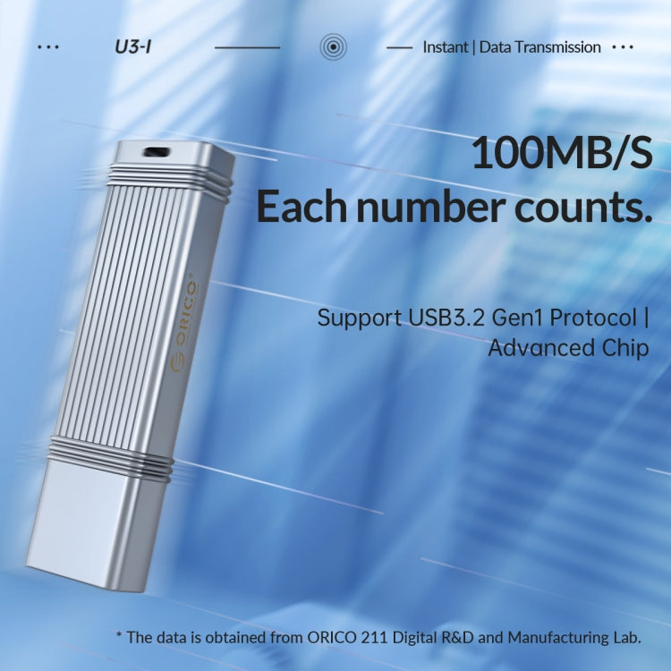 ORICO 32GB USB-A USB3.2 Gen1 USB Flash Drive, Read 260MB/s, Write 50MB/s (Silver) - USB Flash Drives by ORICO | Online Shopping South Africa | PMC Jewellery | Buy Now Pay Later Mobicred