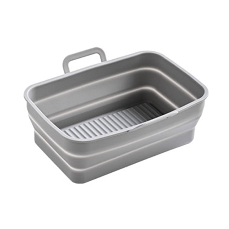 Rectangular Double Pull Basket Foldable Silicone Air Fryer Baking Pan(Grey) - Baking mat & Bakewares by PMC Jewellery | Online Shopping South Africa | PMC Jewellery