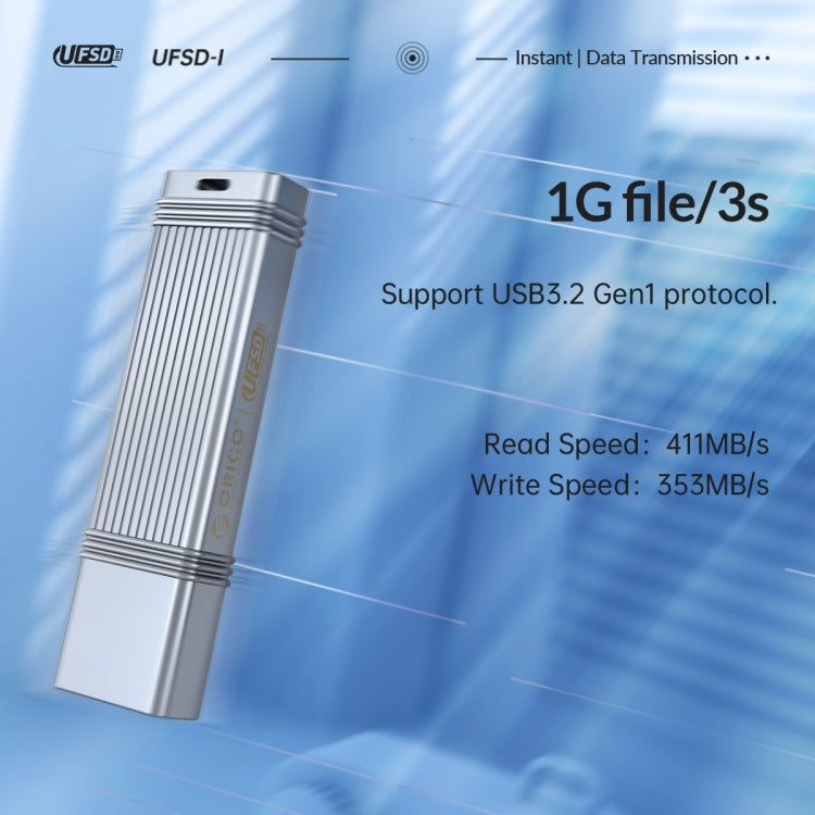 ORICO UFS Flash Drive, Read: 411MB/s, Write: 353MB/s, Memory:256GB, Port:USB-A(Silver) - USB Flash Drives by ORICO | Online Shopping South Africa | PMC Jewellery | Buy Now Pay Later Mobicred