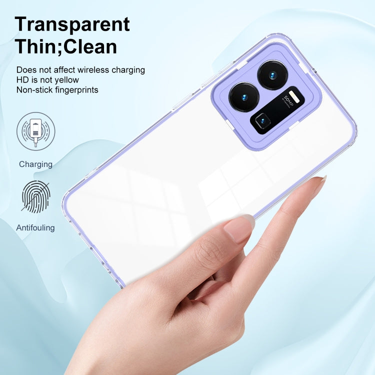 For vivo Y35 4G 2022 Global / Y22 4G 3 in 1 Clear TPU Color PC Frame Phone Case(Purple) - vivo Cases by PMC Jewellery | Online Shopping South Africa | PMC Jewellery | Buy Now Pay Later Mobicred