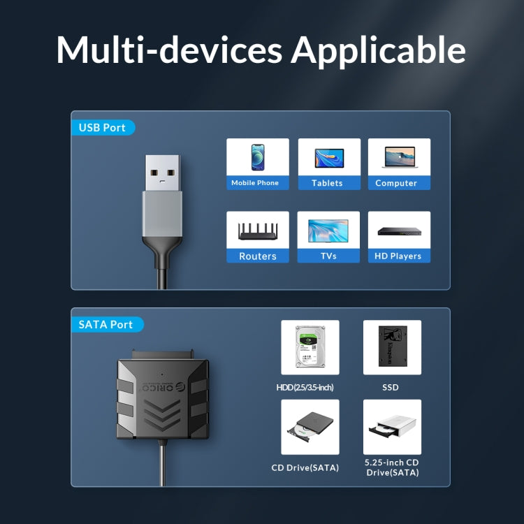 ORICO UTS1 USB 3.0 2.5-inch SATA HDD Adapter with 12V 2A Power Adapter, Cable Length:0.3m(UK Plug) - USB to IDE / SATA by ORICO | Online Shopping South Africa | PMC Jewellery | Buy Now Pay Later Mobicred