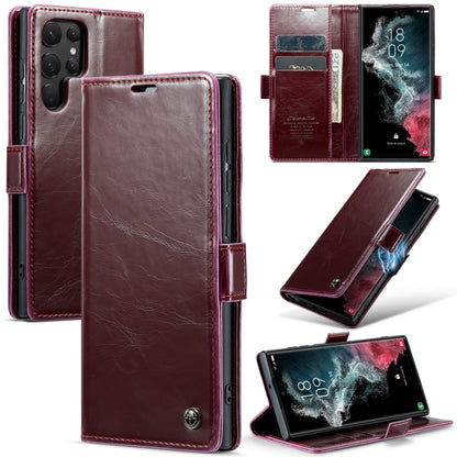 For Samsung Galaxy S22 Ultra 5G CaseMe 003 Crazy Horse Texture Leather Phone Case(Red) - Galaxy S22 Ultra 5G Cases by CaseMe | Online Shopping South Africa | PMC Jewellery | Buy Now Pay Later Mobicred