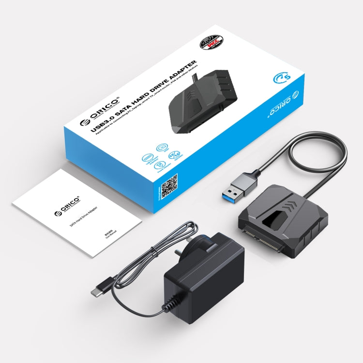 ORICO UTS2 USB 3.0 2.5-inch SATA HDD Adapter with 12V 2A Power Adapter, Cable Length:0.3m(UK Plug) - USB to IDE / SATA by ORICO | Online Shopping South Africa | PMC Jewellery | Buy Now Pay Later Mobicred