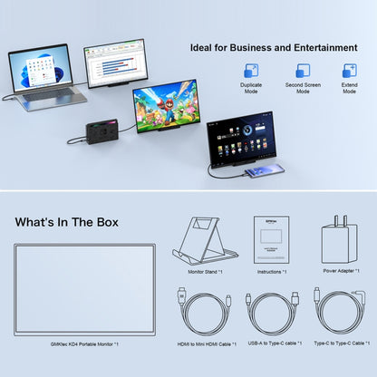 GMK KD4 14 inch HDR 1080P IPS Screen Portable Monitor(US Plug) - LCD Monitors by GMKtec | Online Shopping South Africa | PMC Jewellery | Buy Now Pay Later Mobicred