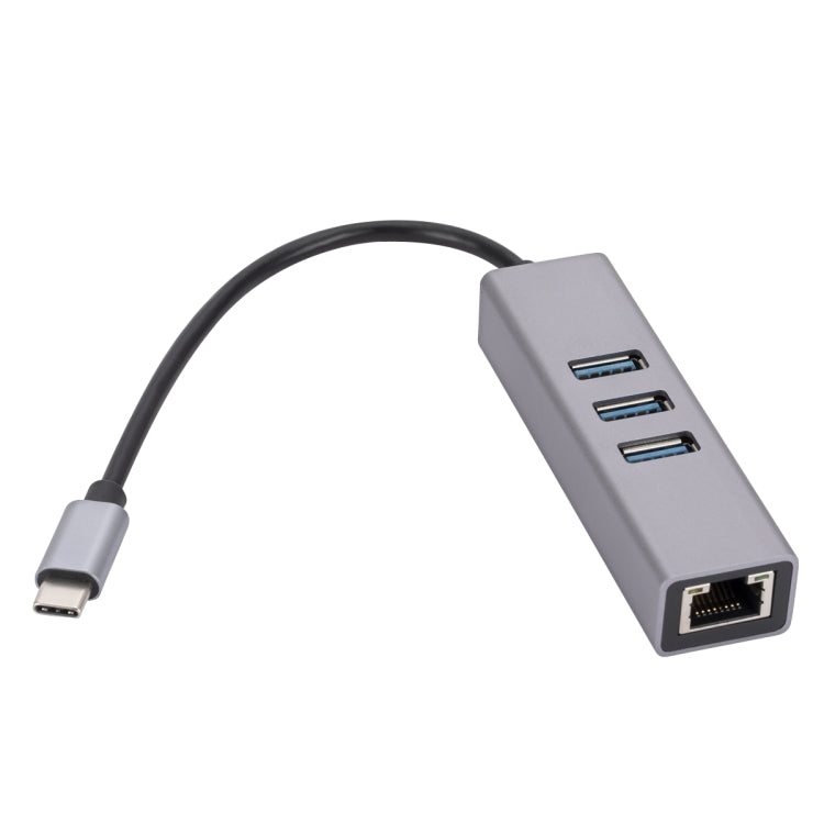 SL-030 USB-C / Type-C to Gigabit Ethernet RJ45 & 3 x USB 3.0 Adapter Converter HUB(Grey) - USB HUB by PMC Jewellery | Online Shopping South Africa | PMC Jewellery | Buy Now Pay Later Mobicred