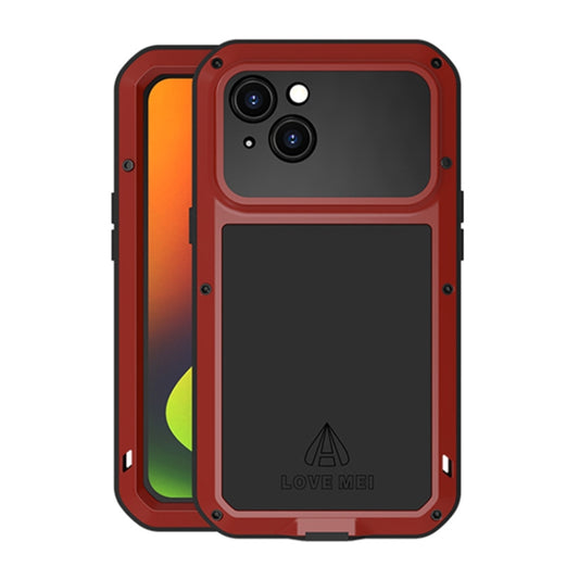 For iPhone 14 LOVE MEI Metal Shockproof Life Waterproof Dustproof Phone Case(Red) - iPhone 14 Cases by LOVE MEI | Online Shopping South Africa | PMC Jewellery