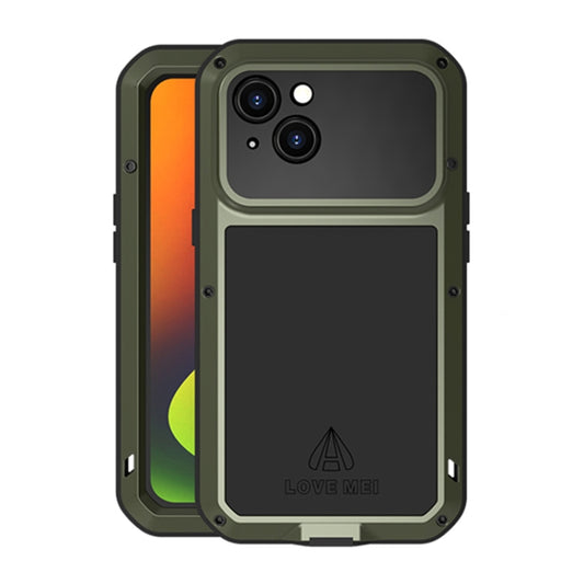 For iPhone 14 LOVE MEI Metal Shockproof Life Waterproof Dustproof Phone Case(Army Green) - iPhone 14 Cases by LOVE MEI | Online Shopping South Africa | PMC Jewellery