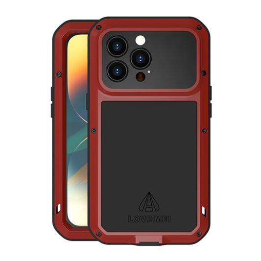 For iPhone 14 Pro Max LOVE MEI Metal Shockproof Life Waterproof Dustproof Phone Case(Red) - iPhone 14 Pro Max Cases by LOVE MEI | Online Shopping South Africa | PMC Jewellery