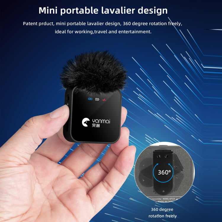 Yanmai GF525 2 in 1 Broadcast 2.4G Wireless Lavalier Microphone Mini Clip-on Mic with LED Display - Microphone by Yanmai | Online Shopping South Africa | PMC Jewellery | Buy Now Pay Later Mobicred