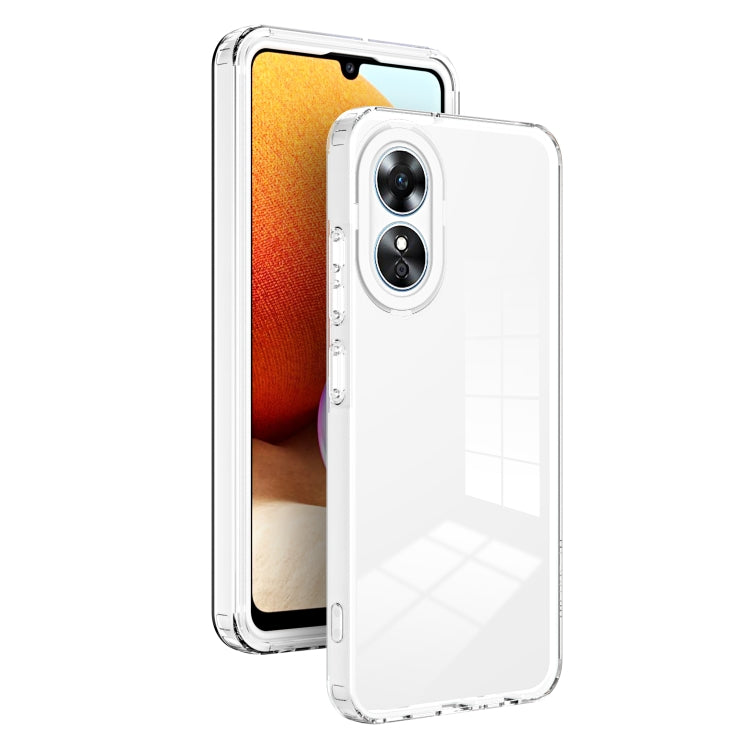 For OPPO A17 4G 3 in 1 Clear TPU Color PC Frame Phone Case(White) - OPPO Cases by PMC Jewellery | Online Shopping South Africa | PMC Jewellery | Buy Now Pay Later Mobicred