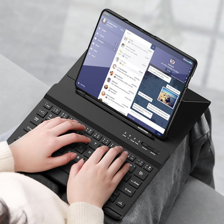 For Samsung Galaxy Z Fold3 5G Magnetic Folding Bluetooth Keyboard Leather Case(Black) - Samsung Keyboard by PMC Jewellery | Online Shopping South Africa | PMC Jewellery