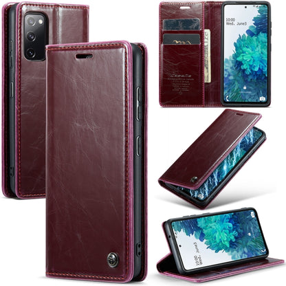 For Samsung Galaxy S20 FE CaseMe 003 Crazy Horse Texture Leather Phone Case(Wine Red) - Galaxy Phone Cases by CaseMe | Online Shopping South Africa | PMC Jewellery | Buy Now Pay Later Mobicred