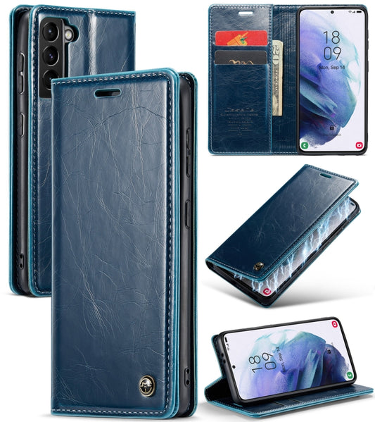 For Samsung Galaxy S21 5G CaseMe 003 Crazy Horse Texture Leather Phone Case(Blue) - Galaxy S21 5G Cases by CaseMe | Online Shopping South Africa | PMC Jewellery | Buy Now Pay Later Mobicred