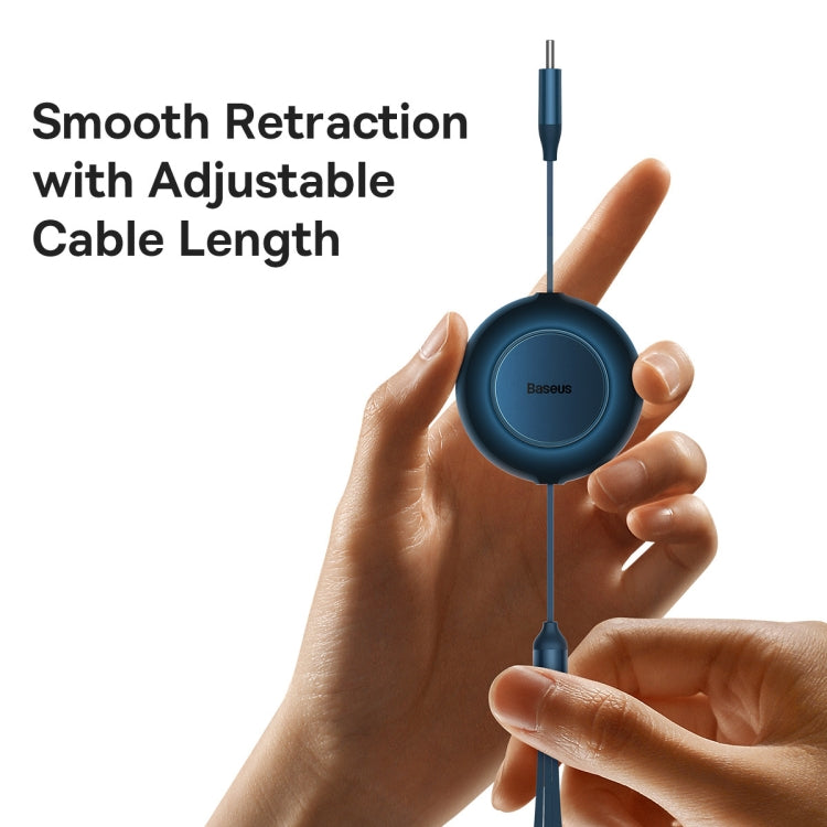 Baseus Bright Mirror 3 in 1 USB-C / Type-C 100W Telescopic Data Cable, Length: 1.2m(Blue) - Multifunction Cable by Baseus | Online Shopping South Africa | PMC Jewellery | Buy Now Pay Later Mobicred