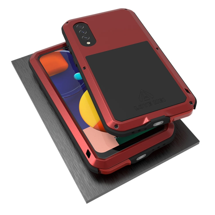 For Galaxy A50s LOVE MEI Metal Shockproof Waterproof Dustproof Protective Case(Red) - Galaxy Phone Cases by LOVE MEI | Online Shopping South Africa | PMC Jewellery