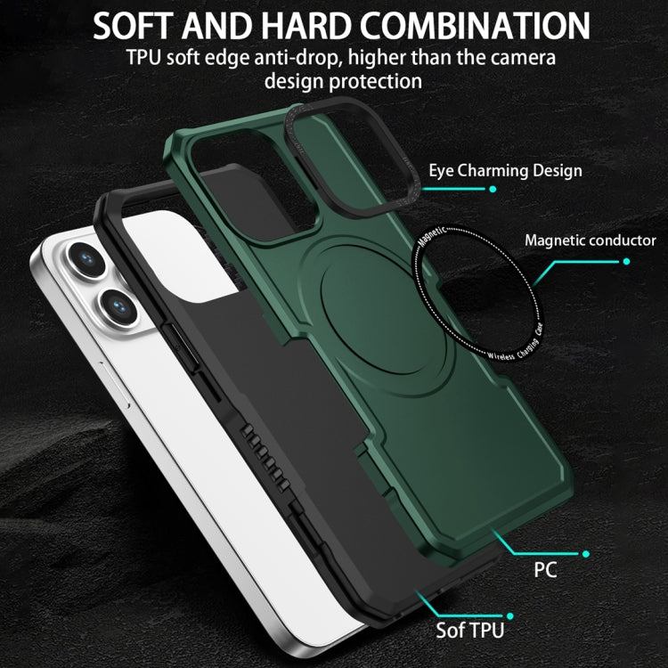 For Samsung Galaxy S21 FE 5G MagSafe Shockproof Armor Phone Case(Dark Green) - Galaxy Phone Cases by PMC Jewellery | Online Shopping South Africa | PMC Jewellery