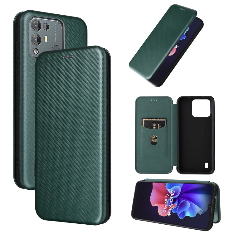 For Blackview A55 Pro Carbon Fiber Texture Horizontal Flip PU Phone Case(Green) - More Brand by PMC Jewellery | Online Shopping South Africa | PMC Jewellery | Buy Now Pay Later Mobicred