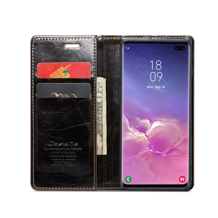 For Samsung Galaxy S10+ CaseMe 003 Crazy Horse Texture Leather Phone Case(Coffee) - Galaxy Phone Cases by CaseMe | Online Shopping South Africa | PMC Jewellery | Buy Now Pay Later Mobicred