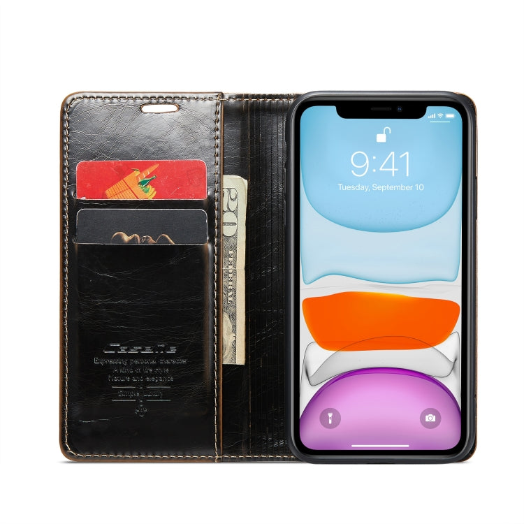 For iPhone 11 CaseMe 003 Crazy Horse Texture Leather Phone Case(Coffee) - iPhone 11 Cases by CaseMe | Online Shopping South Africa | PMC Jewellery | Buy Now Pay Later Mobicred