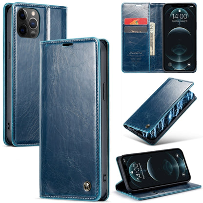 For iPhone 12 CaseMe 003 Crazy Horse Texture Leather Phone Case(Blue) - iPhone 12 / 12 Pro Cases by CaseMe | Online Shopping South Africa | PMC Jewellery | Buy Now Pay Later Mobicred