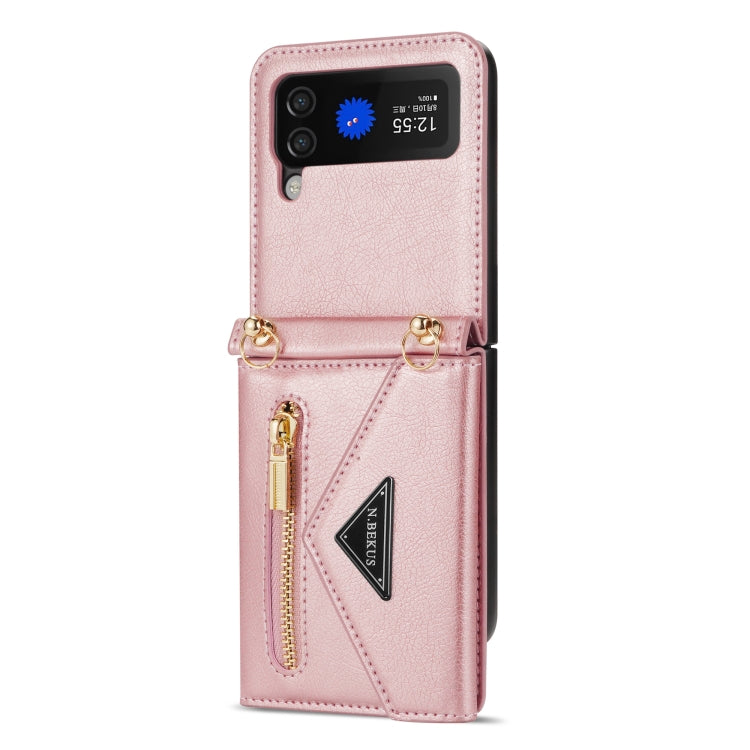 For Samsung Galaxy Z Flip4 N.BEKUS Side Zipper Folding Phone Leather Case(Pink) - Galaxy Z Flip4 5G Cases by N.BEKUS | Online Shopping South Africa | PMC Jewellery