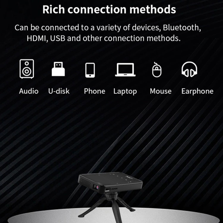 S90 DLP Android 9.0 1GB+8GB 4K Mini WiFi Smart Projector, Power Plug:UK Plug(Black) - Mini Projector by PMC Jewellery | Online Shopping South Africa | PMC Jewellery | Buy Now Pay Later Mobicred