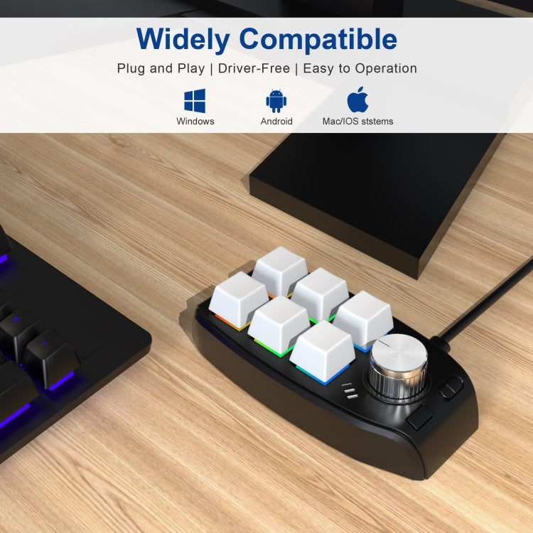 USB Wired RGB Custom Mechanical Keyboard 6 Keys 1 Knob Programming Gaming Keypad(White) - Mini Keyboard by PMC Jewellery | Online Shopping South Africa | PMC Jewellery | Buy Now Pay Later Mobicred