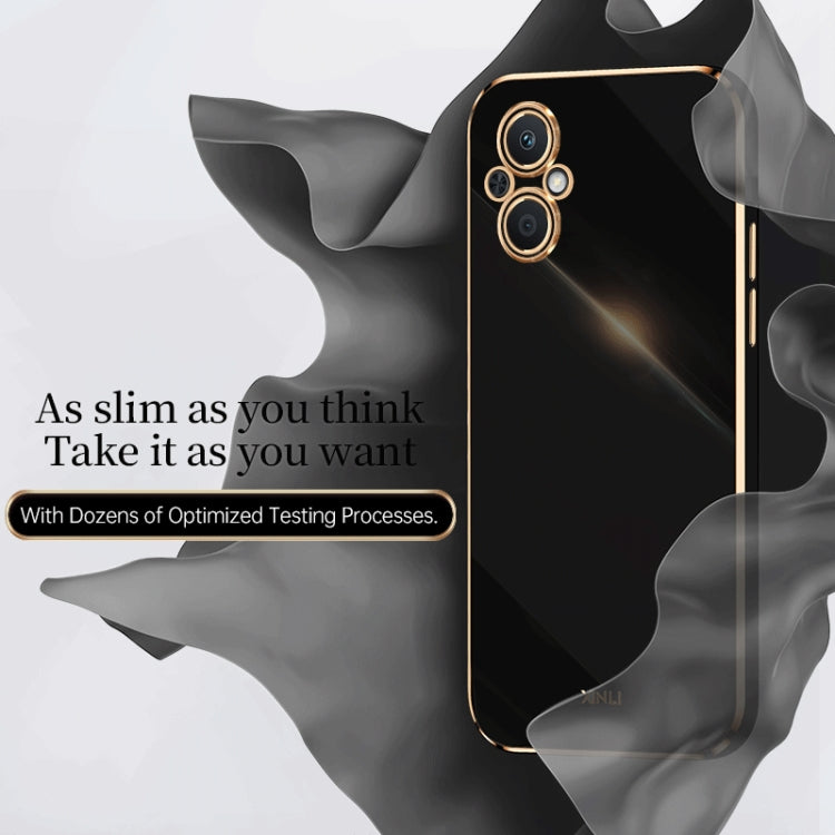 For OPPO A96 XINLI Straight 6D Plating Gold Edge TPU Phone Case(Black) - OPPO Cases by PMC Jewellery | Online Shopping South Africa | PMC Jewellery | Buy Now Pay Later Mobicred