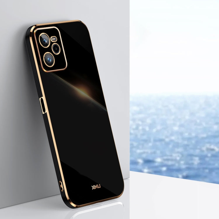 For Realme C35 XINLI Straight 6D Plating Gold Edge TPU Phone Case(Black) - Realme Cases by PMC Jewellery | Online Shopping South Africa | PMC Jewellery