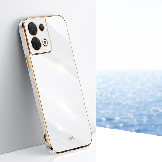 For OPPO Reno8 Pro XINLI Straight 6D Plating Gold Edge TPU Phone Case(White) - Realme Cases by PMC Jewellery | Online Shopping South Africa | PMC Jewellery