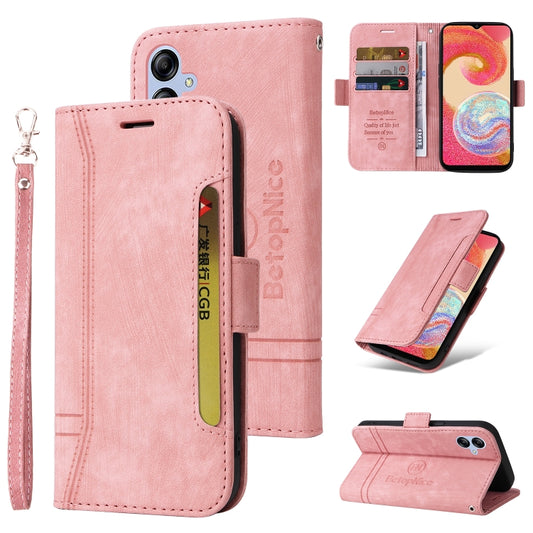 For Samsung Galaxy A04e BETOPNICE Dual-side Buckle Leather Phone Case(Pink) - Galaxy Phone Cases by BETOPNICE | Online Shopping South Africa | PMC Jewellery