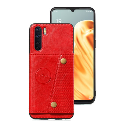 For OPPO A91 PU + TPU Shockproof Magnetic Protective Case with Card Slots(Red) - OPPO Cases by PMC Jewellery | Online Shopping South Africa | PMC Jewellery | Buy Now Pay Later Mobicred