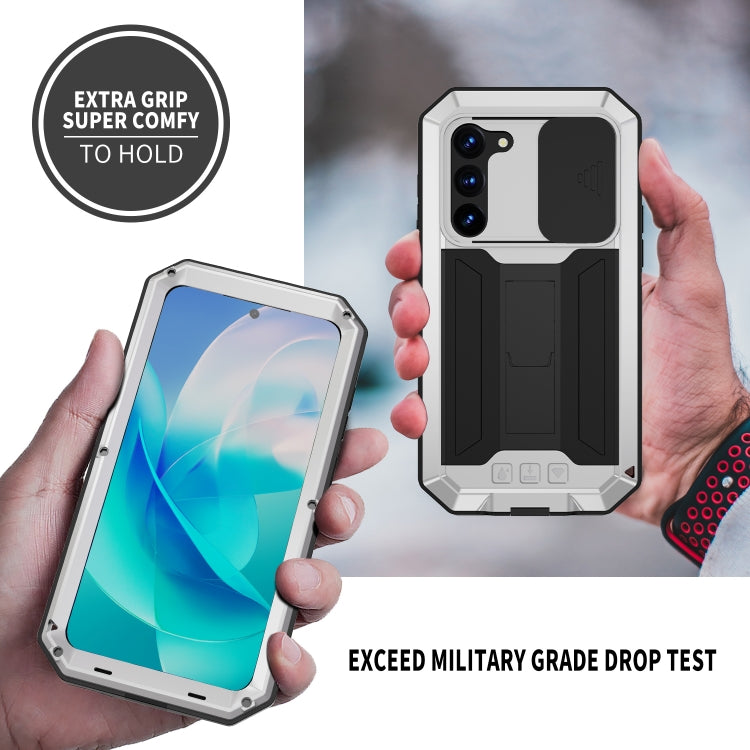 For Samsung Galaxy S23 5G R-JUST Sliding Camera Design Life Waterproof Dustproof Shockproof Phone Case(Silver) - Galaxy S23 5G Cases by R-JUST | Online Shopping South Africa | PMC Jewellery