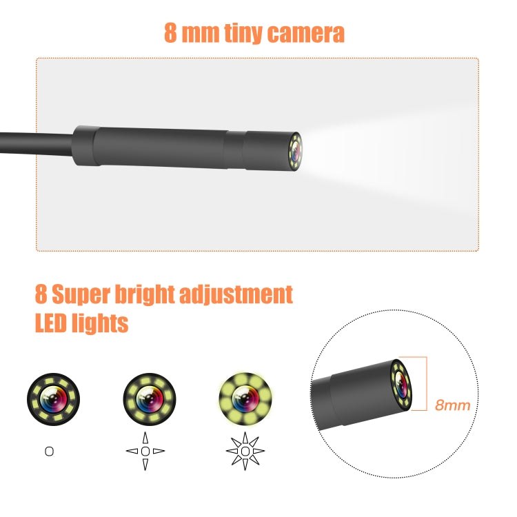 P40 8mm HD Waterproof Portable Integrated Hand-held Vertical Screen Industry Endoscope, Length:10m(Hardwire) -  by PMC Jewellery | Online Shopping South Africa | PMC Jewellery | Buy Now Pay Later Mobicred