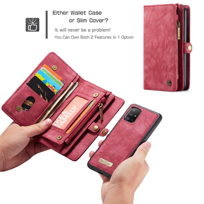 For Galaxy A51 4G CaseMe-008 Detachable Multifunctional Horizontal Flip Leather Case with Card Slot & Holder & Zipper Wallet & Photo Frame(Red) - Galaxy Phone Cases by CaseMe | Online Shopping South Africa | PMC Jewellery | Buy Now Pay Later Mobicred