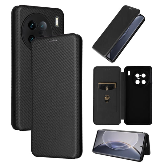 For vivo X90 Pro+ 5G Carbon Fiber Texture Flip Leather Phone Case(Black) - vivo Cases by PMC Jewellery | Online Shopping South Africa | PMC Jewellery