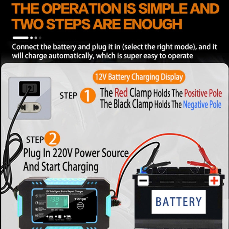 Motorcycle / Car Battery Smart Charger with LCD Creen, Plug Type:EU Plug(Blue) - Battery Charger by PMC Jewellery | Online Shopping South Africa | PMC Jewellery | Buy Now Pay Later Mobicred