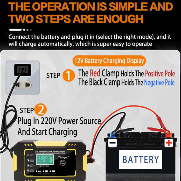 Motorcycle / Car Battery Smart Charger with LCD Creen, Plug Type:UK Plug(Yellow) - Battery Charger by PMC Jewellery | Online Shopping South Africa | PMC Jewellery | Buy Now Pay Later Mobicred