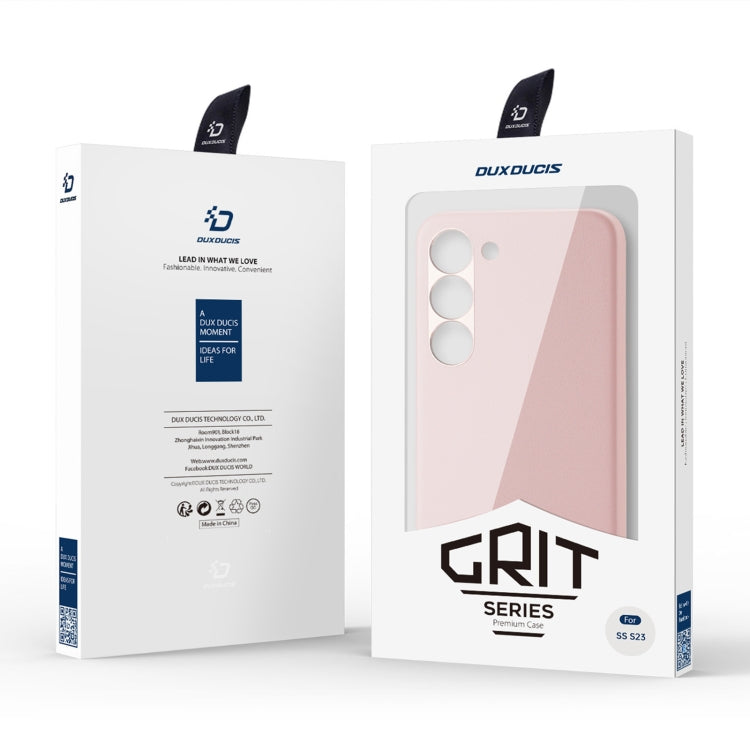 For Samsung Galaxy S23 5G DUX DUCIS Grit Series Leather Texture Phone Case(Pink) - Galaxy S23 5G Cases by DUX DUCIS | Online Shopping South Africa | PMC Jewellery | Buy Now Pay Later Mobicred