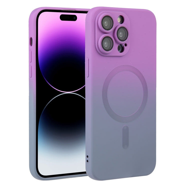 For iPhone 14 Pro Liquid TPU Silicone Gradient MagSafe Phone Case(Purple) - iPhone 14 Pro Cases by PMC Jewellery | Online Shopping South Africa | PMC Jewellery