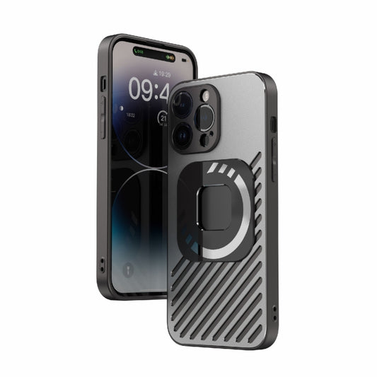 For iPhone 14 Pro Max R-JUST Square Round Mirror PC+TPU Phone Case(Black) - iPhone 14 Pro Max Cases by R-JUST | Online Shopping South Africa | PMC Jewellery