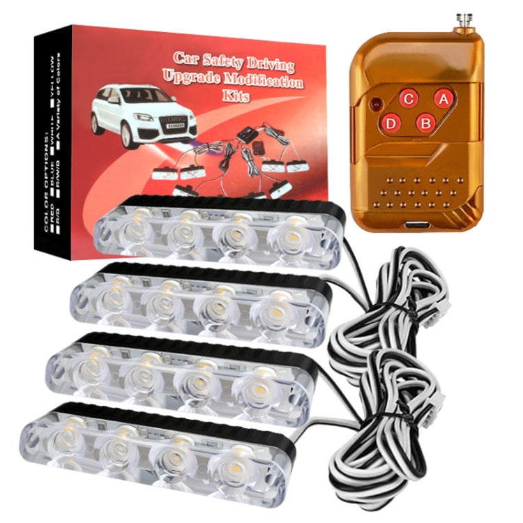 4 in 1 Car 16LEDs Grille Flash Lights Warning Lights with Wireless Remote Control(Red Blue) - Warning Lights by PMC Jewellery | Online Shopping South Africa | PMC Jewellery | Buy Now Pay Later Mobicred