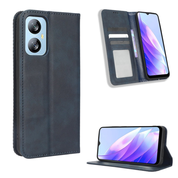 For Blackview A52 Magnetic Buckle Retro Texture Leather Phone Case(Blue) - More Brand by PMC Jewellery | Online Shopping South Africa | PMC Jewellery | Buy Now Pay Later Mobicred