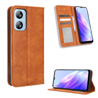 For Blackview A52 Magnetic Buckle Retro Texture Leather Phone Case(Brown) - More Brand by PMC Jewellery | Online Shopping South Africa | PMC Jewellery | Buy Now Pay Later Mobicred
