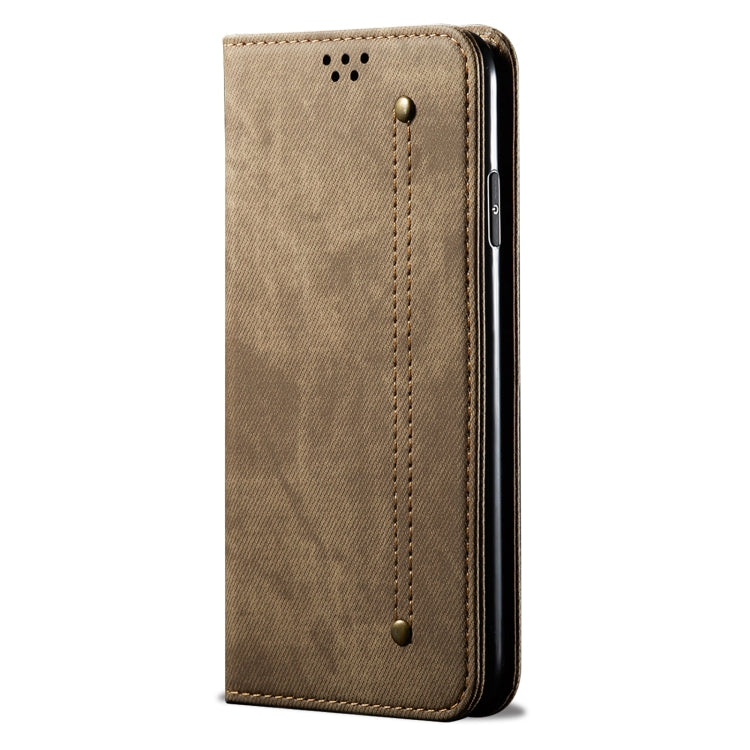 For OPPO A58 5G / A58x / A78 5G Denim Texture Leather Phone Case(Khaki) - OPPO Cases by PMC Jewellery | Online Shopping South Africa | PMC Jewellery | Buy Now Pay Later Mobicred