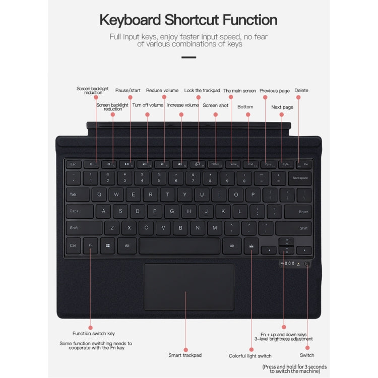 For Microsoft Surface Go1 / 2 / 3 Magnetic Bluetooth Keyboard with backlight - Others Keyboard by PMC Jewellery | Online Shopping South Africa | PMC Jewellery