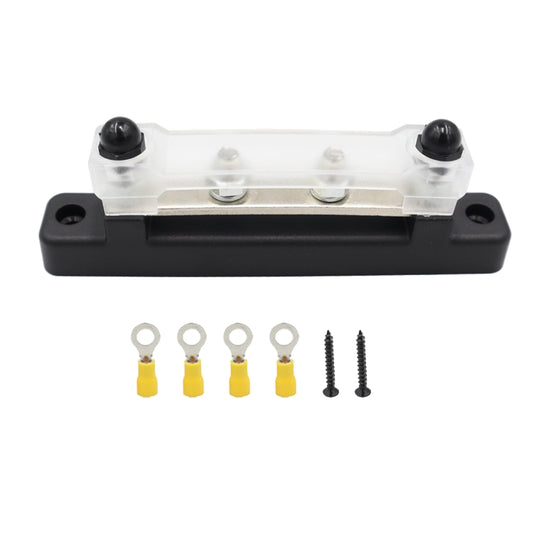 CP-3119 150A 12-48V RV Yacht Single-row 2-way Busbar with 4pcs Terminals(Black) - Booster Cable & Clip by PMC Jewellery | Online Shopping South Africa | PMC Jewellery | Buy Now Pay Later Mobicred