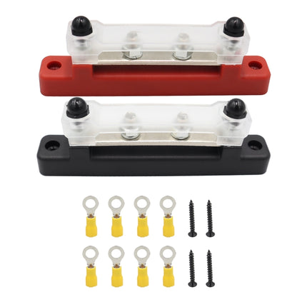 CP-3120 1 Pair 150A 12-48V RV Yacht Single-row 2-way Busbar with 8pcs Terminals(Black + Red) - Booster Cable & Clip by PMC Jewellery | Online Shopping South Africa | PMC Jewellery | Buy Now Pay Later Mobicred