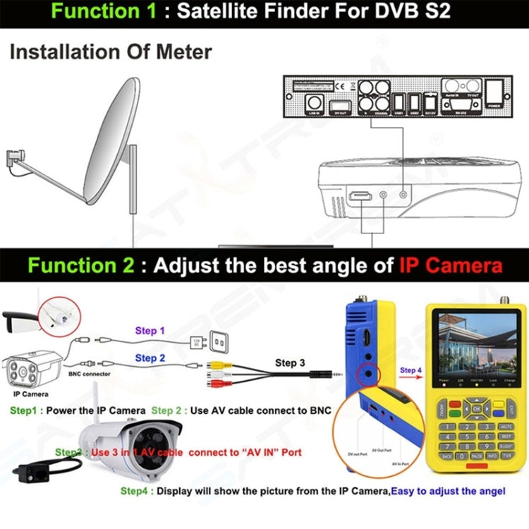 iBRAVEBOX V8 Finder 3.5 inch LCD Colour Screen Digital Satellite Signal Finder Meter, Support DVB Compliant & Live FTA, Plug Type:EU Plug(Yellow) - Satellite Finder by PMC Jewellery | Online Shopping South Africa | PMC Jewellery