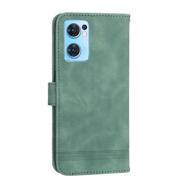 For OPPO Reno7 5G Dierfeng Dream Line Leather Phone Case(Green) - OPPO Cases by PMC Jewellery | Online Shopping South Africa | PMC Jewellery | Buy Now Pay Later Mobicred